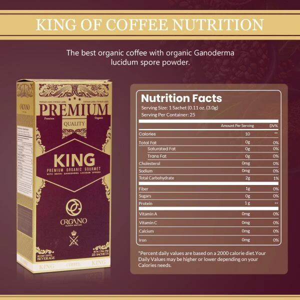 3 Box Organo Gold Gourmet Organic King of Coffee