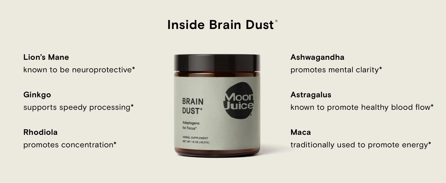 Brain dust mental stamina alertness focus adaptogens for focus moon juice alert awake 