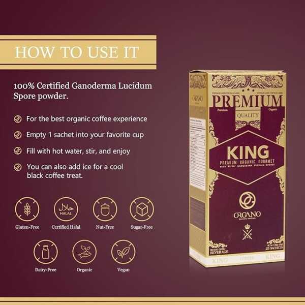 ORGANO Combo Pack, 1 box King of Coffee and 1 Box Cafe Latte 100% Certified Organic Gourmet Coffee