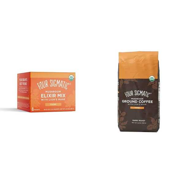 Four Sigmatic Lion’s Mane Mushroom Coffee Alternative with Organic Mushroom Ground Coffee | Focus, Memory & Immune Support