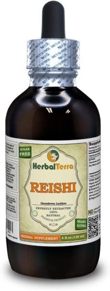 Reishi Mushroom (Ganoderma Lucidum) Glycerite, Organic Dried Mushrooms Alcohol-Free Liquid Extract 2 oz