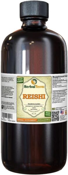 Reishi Mushroom (Ganoderma Lucidum) Glycerite, Organic Dried Mushrooms Alcohol-Free Liquid Extract 2 oz