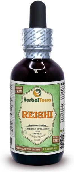 Reishi Mushroom (Ganoderma Lucidum) Glycerite, Organic Dried Mushrooms Alcohol-Free Liquid Extract 2 oz