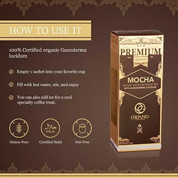 ORGANO Combo Pack, 1 box ROYAL Black Coffee and 1 Box Cafe Mocha 100% Certified Organic Gourmet Coffee