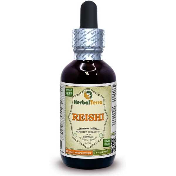 Reishi Mushroom (Ganoderma Lucidum) Glycerite, Organic Dried Mushrooms Alcohol-Free Liquid Extract 2 oz