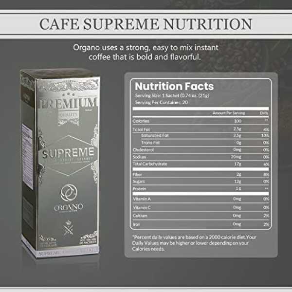 ORGANO Combo Pack, 1 box ROYAL Black Coffee and 1 Box Cafe Supreme 100% Certified Organic Gourmet Coffee