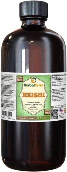 Reishi Mushroom (Ganoderma Lucidum) Glycerite, Organic Dried Mushrooms Alcohol-Free Liquid Extract 2 oz