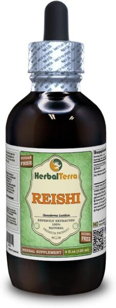 Reishi Mushroom (Ganoderma Lucidum) Glycerite, Organic Dried Mushrooms Alcohol-Free Liquid Extract 2 oz