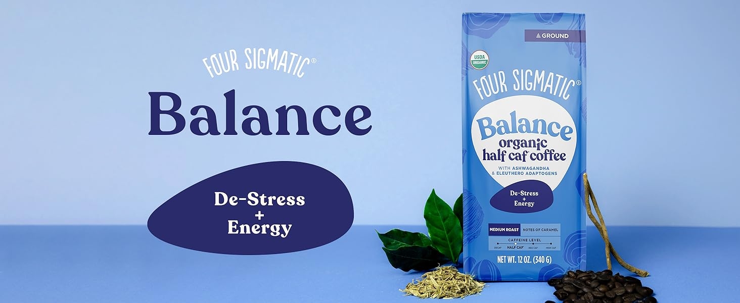 Four Sigmatic balance ground coffee, de-stress and energize