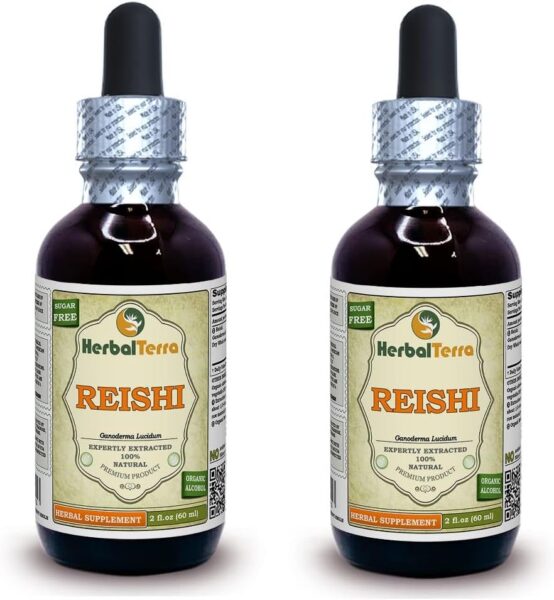 Reishi Mushroom (Ganoderma Lucidum) Glycerite, Organic Dried Mushrooms Alcohol-Free Liquid Extract 2 oz