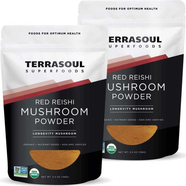 Terrasoul Superfoods Organic Reishi Mushroom Powder (4:1 Extract), 11 Oz (2 Pack) – Immune Boosting | Coffee Enhancer | Deeper