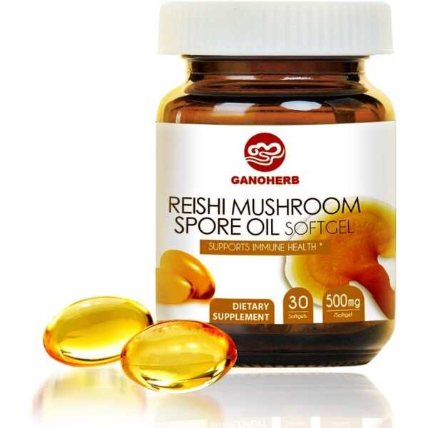 Organic Reishi Mushroom Spore Oil Supplement-USDA Ganoderma Lucidum Extract Capsule-Immune System Natural Energy for