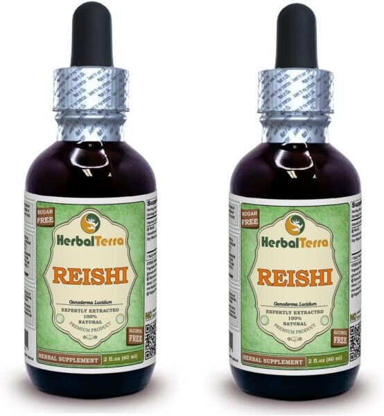 Reishi Mushroom (Ganoderma Lucidum) Glycerite, Organic Dried Mushrooms Alcohol-Free Liquid Extract 2 oz