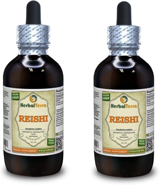 Reishi Mushroom (Ganoderma Lucidum) Glycerite, Organic Dried Mushrooms Alcohol-Free Liquid Extract 2 oz