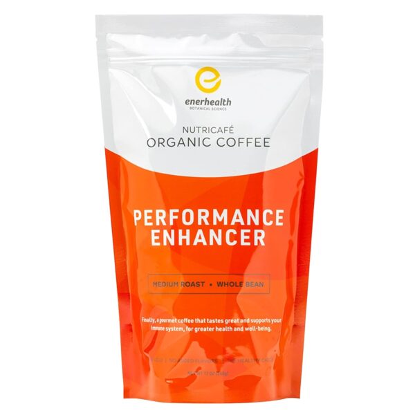 Enerhealth Botanicals NutriCafé Perfomance Enhancer – Fairly Traded, Low Acid, Medium Roast Whole Arabica Bean Coffee,