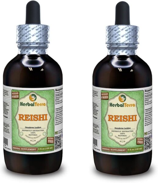 Reishi Mushroom (Ganoderma Lucidum) Glycerite, Organic Dried Mushrooms Alcohol-Free Liquid Extract 2 oz