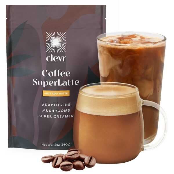 Clevr Blends Instant Coffee Latte Mix, Oat Milk Latte, 100% Arabica Beans Medium Roast Fair Trade, Superfood Creamer Powder,