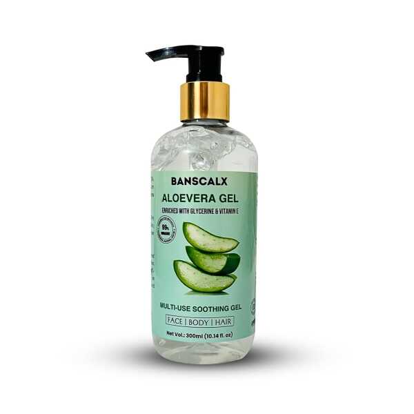 Organic Aloe Vera Gel for Face & Body, Enriched with 99% Pure Aloe Vera Gel, Skin, Scalp & Hair Nourishment, Soothing Aloe Face