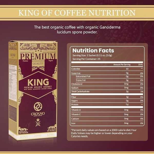 ORGANO Combo Pack, 1 box King of Coffee and 1 Box Cafe Latte 100% Certified Organic Gourmet Coffee