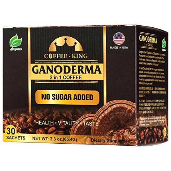 Ganoderma Reishi Coffee Mix, Instant 2-in-1 Mushroom Coffee with All Natural Ganoderma Lucidum. A Non Sugar Dietary Supplement