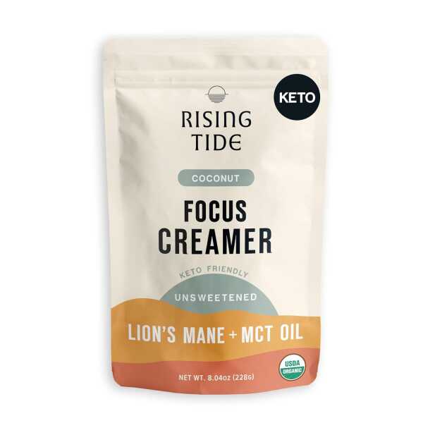 New Rising Tide Focus Keto Coffee Creamer with MCT Oil and Lion’s Mane Mushroom, Organic Powdered Creamer, Superfood Creamer,