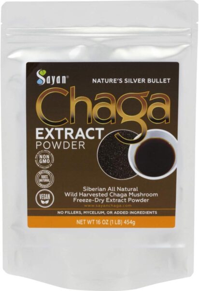 Sayan Siberian Wild Fresh Chaga Mushroom Extract Powder 2oz / 56g Organic Antioxidant Tea Energy Booster, Immune System Support,