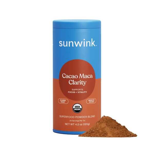 Sunwink Cacao Clarity – Superfood Mushroom Powder for Energy, Mental Clarity & Focus with Reishi, Lion’s Mane, & Organic Maca