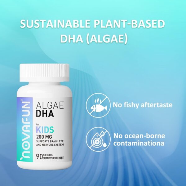 Algal sourced Omega-3& DHA Softgels for Kids, Brain, Eye and Heart Health, Cognitive & Immune Function, Learning, Social