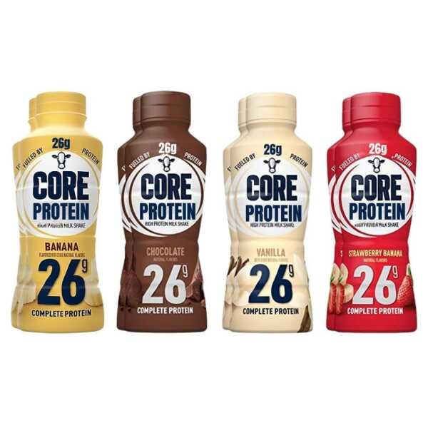 Core Protein Fairlfe 26g Protein Shakes, Liquid Ready To Drink for Workout Recovery, 4 Flavor Variety (8 Pack)