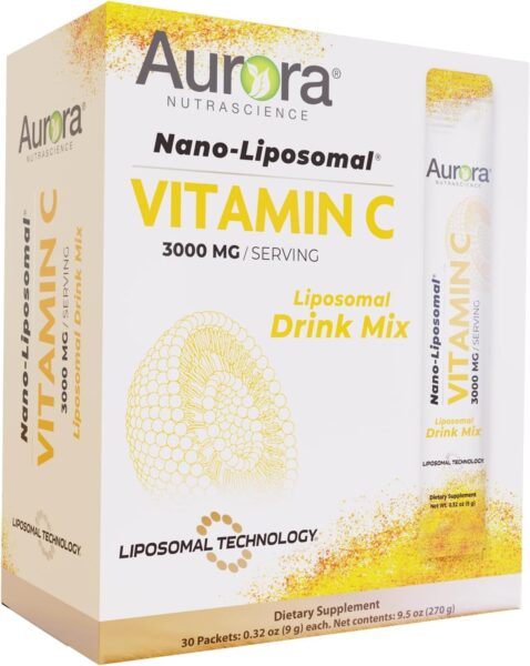 Aurora Nutrascience, Mega-Liposomal Vitamin C, 3,000 mg per Serving, Gluten Free, Non-GMO, Sugar-Free, High Absorption, Fat Soluble Vitamin C, Immune System Support, 16 oz (480 mL)