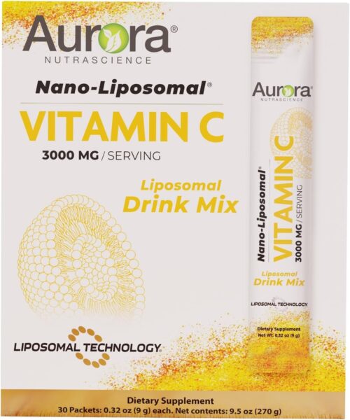 Aurora Nutrascience, Mega-Liposomal Vitamin C, 3,000 mg per Serving, Gluten Free, Non-GMO, Sugar-Free, High Absorption, Fat Soluble Vitamin C, Immune System Support, 16 oz (480 mL)