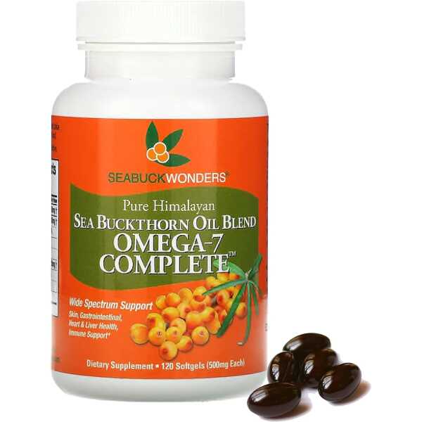 Sea Buckthorn Oil Blend, Omega-7 Complete, Max Potency, 120 Count Softgels