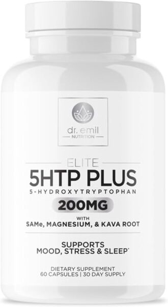 DR. EMIL NUTRITION 200 MG 5-HTP Plus with SAM-e to Maintain Normal Healthy Sleep and Create a Sense of Wellbeing – 5HTP Supplement with Vitamin B6-60 Vegan Capsules, 30 Servings