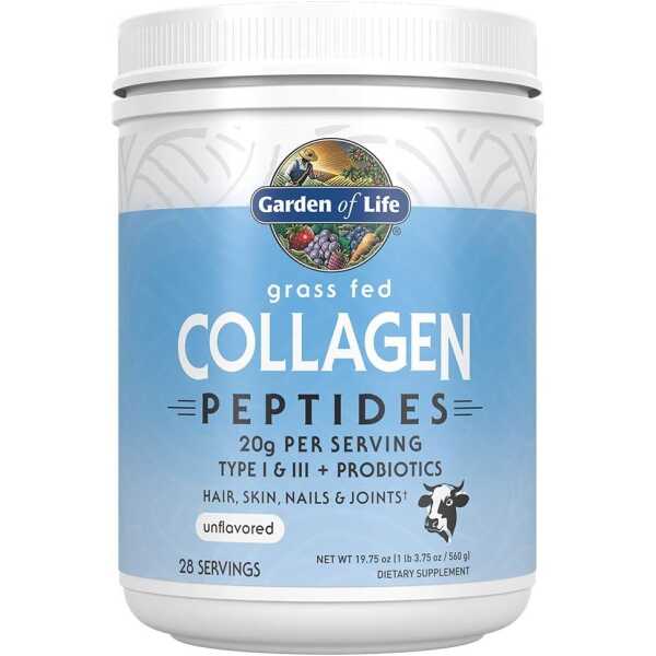 Garden of Life Grass Fed Collagen Peptides Powder – Unflavored Collagen Powder for Women Men Hair Skin Nails Joints, Hydrolyzed Collagen Protein Supplements, Post Workout, Paleo & Keto, 28 Servings