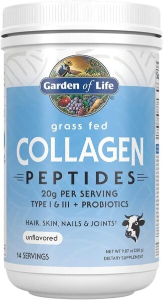 Garden of Life Grass Fed Collagen Peptides Powder – Unflavored Collagen Powder for Women Men Hair Skin Nails Joints, Hydrolyzed Collagen Protein Supplements, Post Workout, Paleo & Keto, 28 Servings