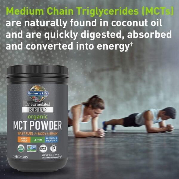 Garden of Life Dr. Formulated Keto Organic MCT Powder – 30 Servings, 6g MCTs from Coconuts Plus Prebiotic Fiber & Probiotics, Certified Organic, Non-GMO, Vegan, Gluten Free, Ketogenic & Paleo