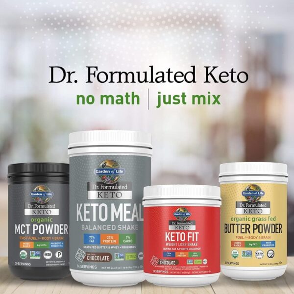 Garden of Life Dr. Formulated Keto Organic MCT Powder – 30 Servings, 6g MCTs from Coconuts Plus Prebiotic Fiber & Probiotics, Certified Organic, Non-GMO, Vegan, Gluten Free, Ketogenic & Paleo