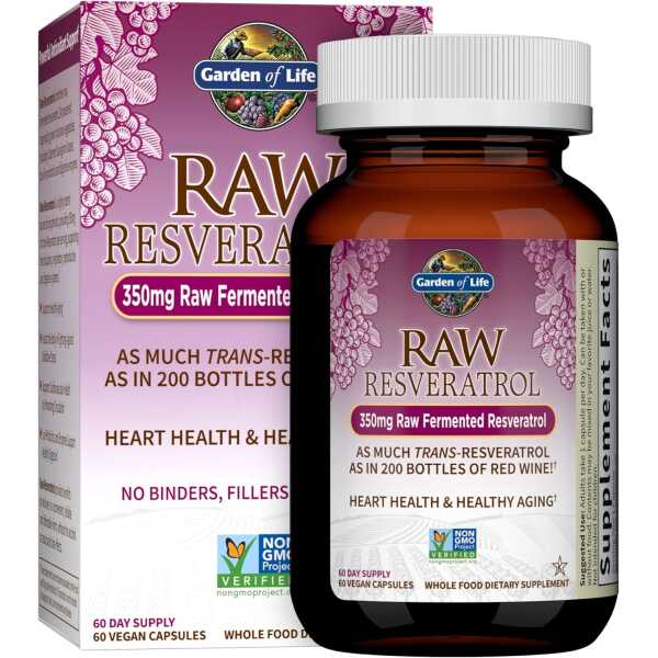 Garden Of Life Heart Resveratrol Supplement – Raw Whole Food Antioxidant Formula for Heart Health, 60 Capsules