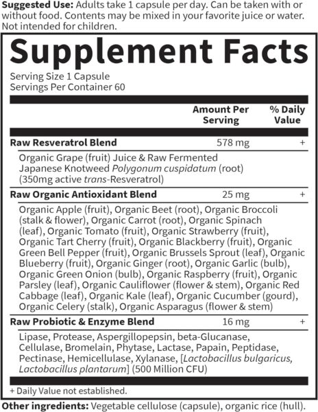 Garden Of Life Heart Resveratrol Supplement – Raw Whole Food Antioxidant Formula for Heart Health, 60 Capsules