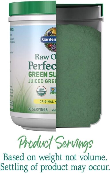 Garden of Life Raw Organic Perfect Food Green Superfood Juiced Greens Powder – Original Stevia-Free, 30 Servings, Non-GMO, Gluten Free Whole Food Dietary Supplement, Alkalize, Detoxify, Energize