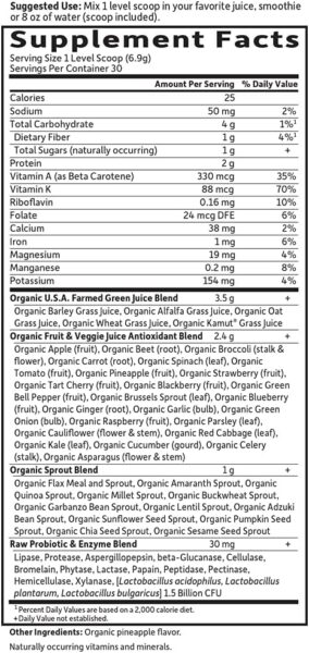 Garden of Life Raw Organic Perfect Food Green Superfood Juiced Greens Powder – Original Stevia-Free, 30 Servings, Non-GMO, Gluten Free Whole Food Dietary Supplement, Alkalize, Detoxify, Energize