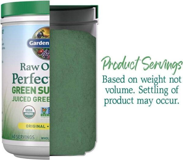 Garden of Life Raw Organic Perfect Food Green Superfood Juiced Greens Powder – Original Stevia-Free, 30 Servings, Non-GMO, Gluten Free Whole Food Dietary Supplement, Alkalize, Detoxify, Energize
