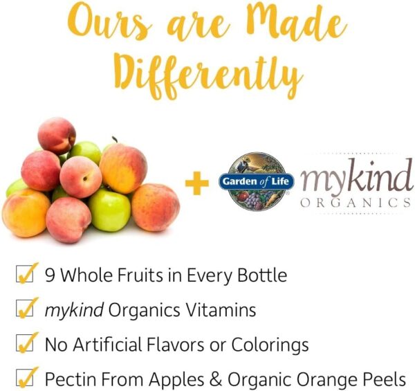 Garden of Life mykind Organics Kids Gummy Vitamins – Fruit – Certified Organic, Non-GMO & Vegan Complete Children’s Multi – B12, C & D3 – Gluten, Soy & Dairy Free, 120 Real Fruit Chew Gummies