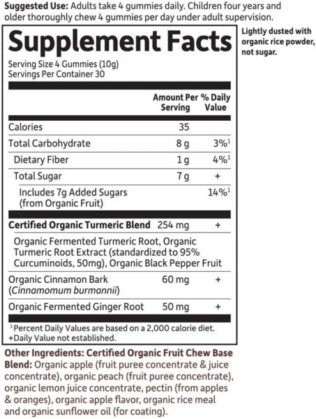 Garden of Life Organics Turmeric Inflammatory Response Gummy – 120 Real Fruit Gummies for Kids & Adults, 50Mg Curcumin (95% Curcuminoids), No Added Sugar, Organic, Non-GMO, Vegan & Gluten Free