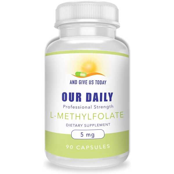 Our Daily Vites L-Methylfolate 5 mg / 5000 mcg Maximum Strength Active Folate, 5-MTHF, Filler Free, Gluten Free, Non-GMO, Vegetarian Capsules 90 Count (3 Month Supply)