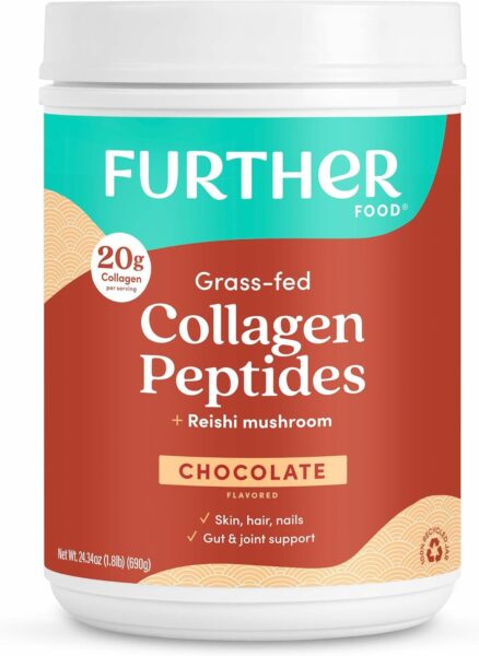 Further Food Unflavored Collagen Peptides Powder Stick Packs, Grass-Fed Pasture-Raised Hydrolyzed Type 1 & 3 Protein, Gut Health + Joint, Hair, Skin, Nails, Paleo Keto Sugar-Free 8.47 oz