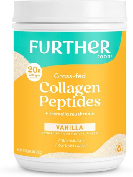 Further Food Unflavored Collagen Peptides Powder Stick Packs, Grass-Fed Pasture-Raised Hydrolyzed Type 1 & 3 Protein, Gut Health + Joint, Hair, Skin, Nails, Paleo Keto Sugar-Free 8.47 oz