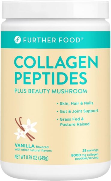 Further Food Unflavored Collagen Peptides Powder Stick Packs, Grass-Fed Pasture-Raised Hydrolyzed Type 1 & 3 Protein, Gut Health + Joint, Hair, Skin, Nails, Paleo Keto Sugar-Free 8.47 oz