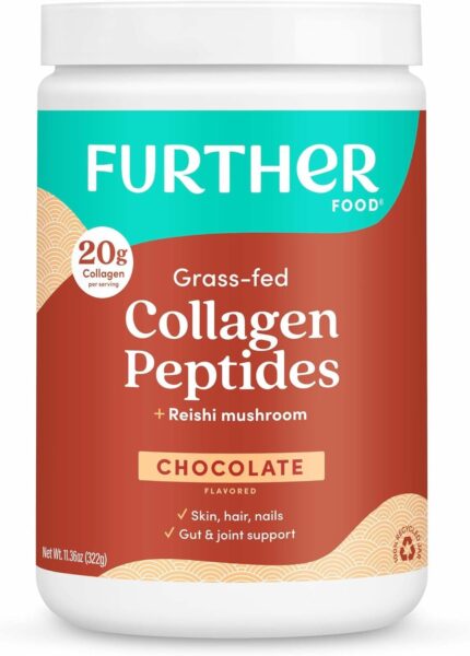 Further Food Unflavored Collagen Peptides Powder Stick Packs, Grass-Fed Pasture-Raised Hydrolyzed Type 1 & 3 Protein, Gut Health + Joint, Hair, Skin, Nails, Paleo Keto Sugar-Free 8.47 oz