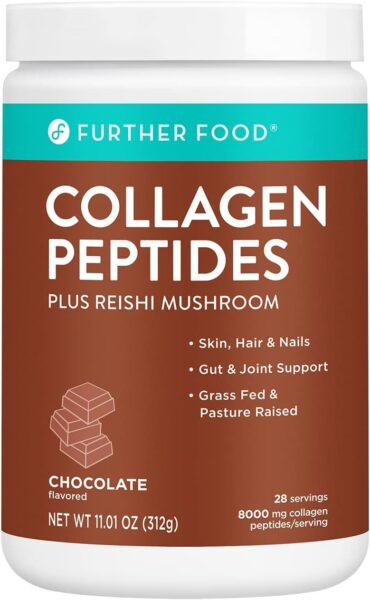 Further Food Unflavored Collagen Peptides Powder Stick Packs, Grass-Fed Pasture-Raised Hydrolyzed Type 1 & 3 Protein, Gut Health + Joint, Hair, Skin, Nails, Paleo Keto Sugar-Free 8.47 oz